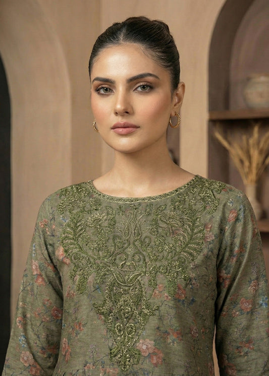 Ladies Embroidered Moss Green Shalwar Kameez Online in UK USA Canada