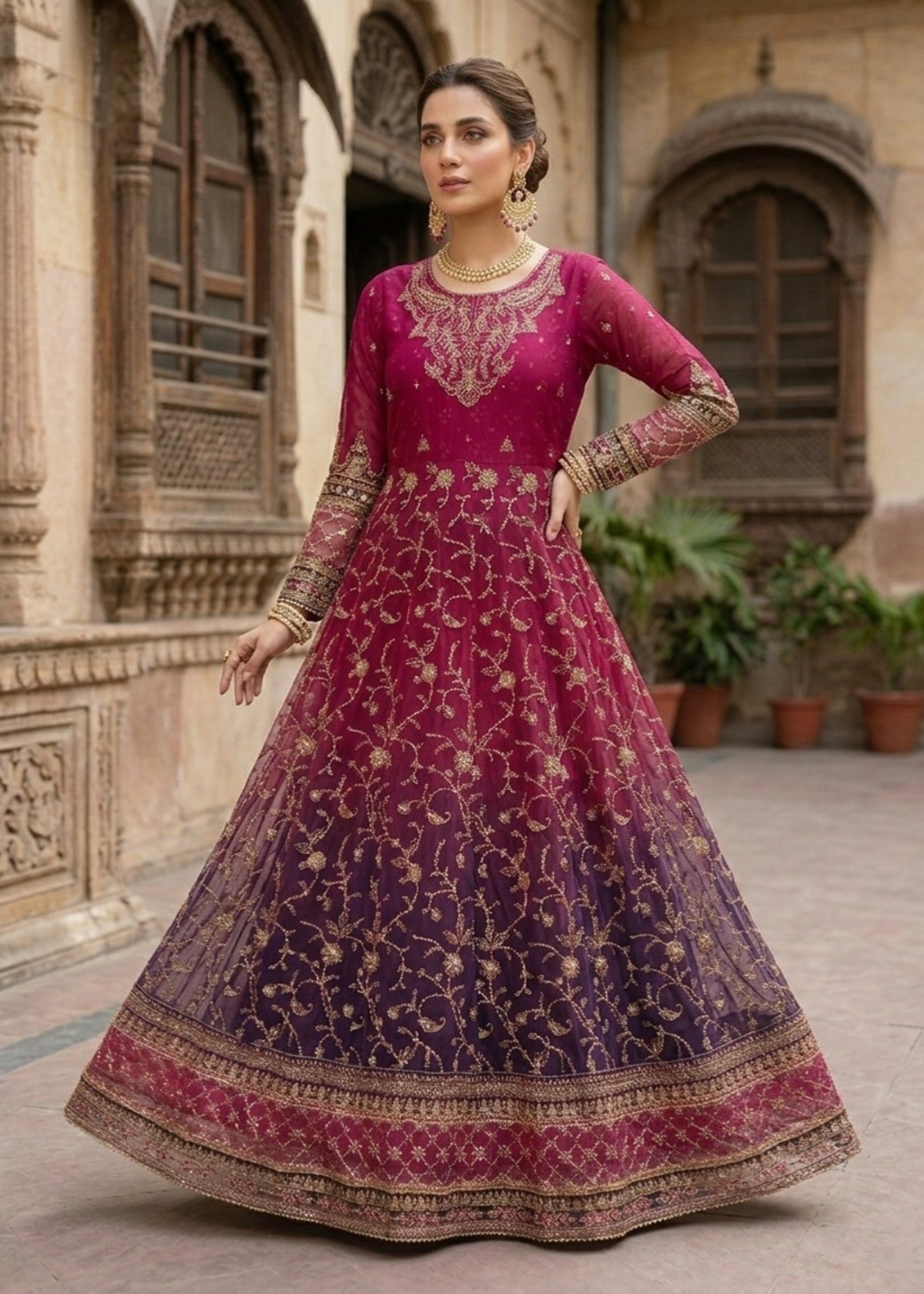 Ladies Embroidered Multi Chiffon Shalwar Kameez Online in UK USA Canada