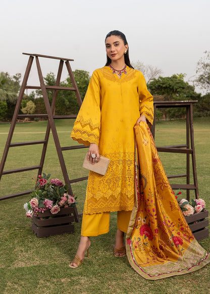 Ladies Embroidered Mustard Cotton Shalwar Kameez Online in UK USA Canada