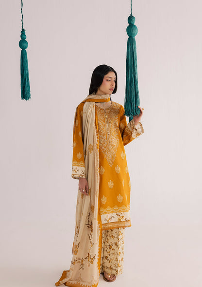 Ladies Embroidered Mustard Kurta Set Online in UK USA Canada