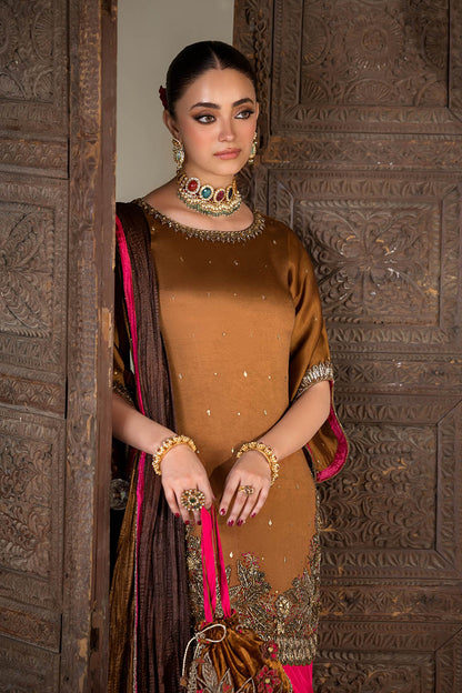 Ladies Embroidered Mustard Red Silk Shalwar Kameez Online in UK USA Canada