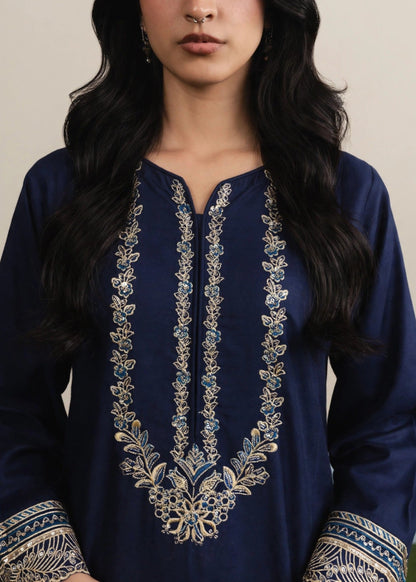 Ladies Embroidered Navy Blue Kaftan Online in UK USA Canada