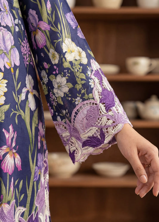 Ladies Embroidered Navy Blue Lawn Kurta Pajama Online in UK USA Canada