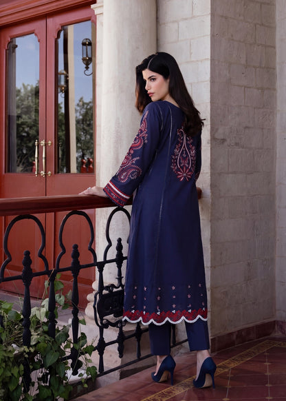 Ladies Embroidered Navy Blue Lawn Pishwas Online in UK USA Canada
