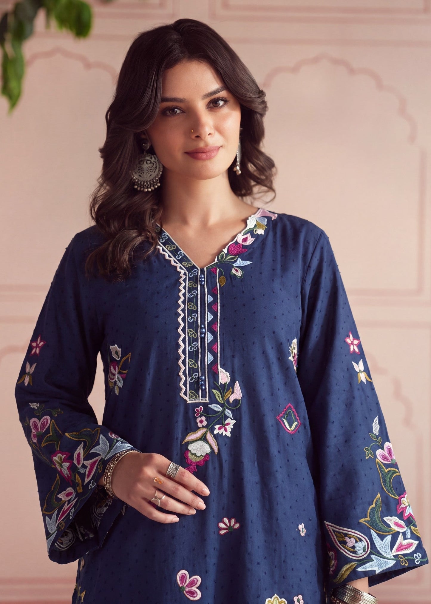 Ladies Embroidered Navy Blue Lawn Shalwar Kameez Online in UK USA Canada