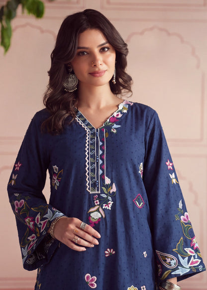 Ladies Embroidered Navy Blue Lawn Shalwar Kameez Online in UK USA Canada