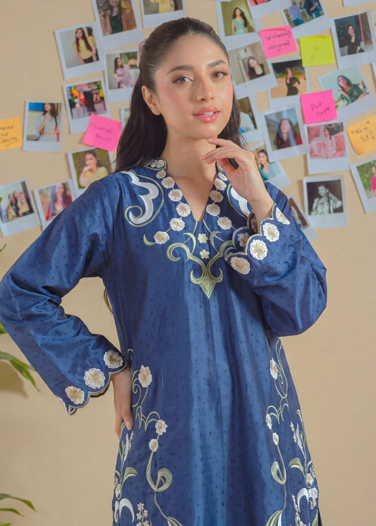 Ladies Embroidered Navy Blue Salwar Kameez Online in UK USA Canada