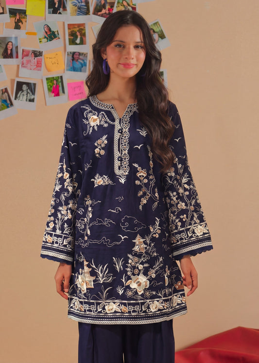 Ladies Embroidered Navy Blue Salwar Kameez Online in UK USA Canada