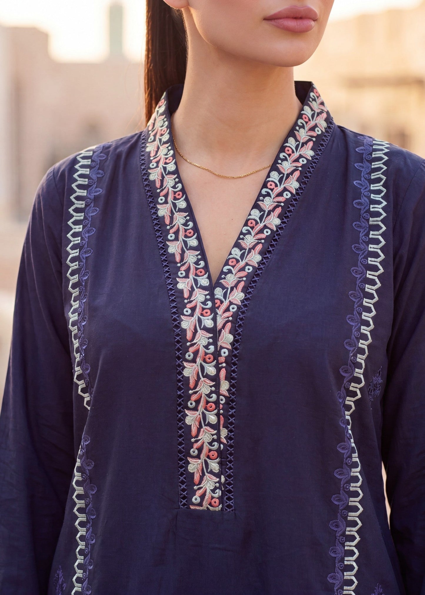 Ladies Embroidered Navy Blue Shalwar Kameez Online in UK USA Canada