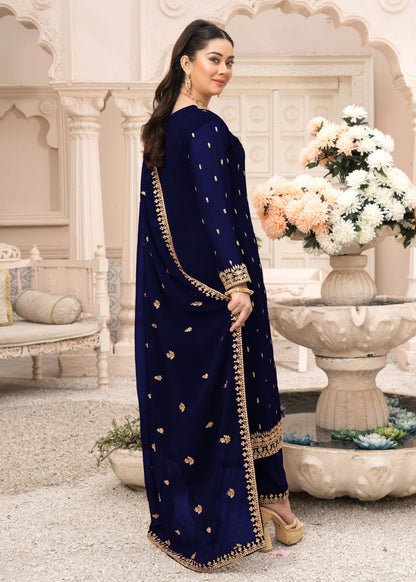 Ladies Embroidered Navy Blue Shalwar Kameez Online in UK USA Canada