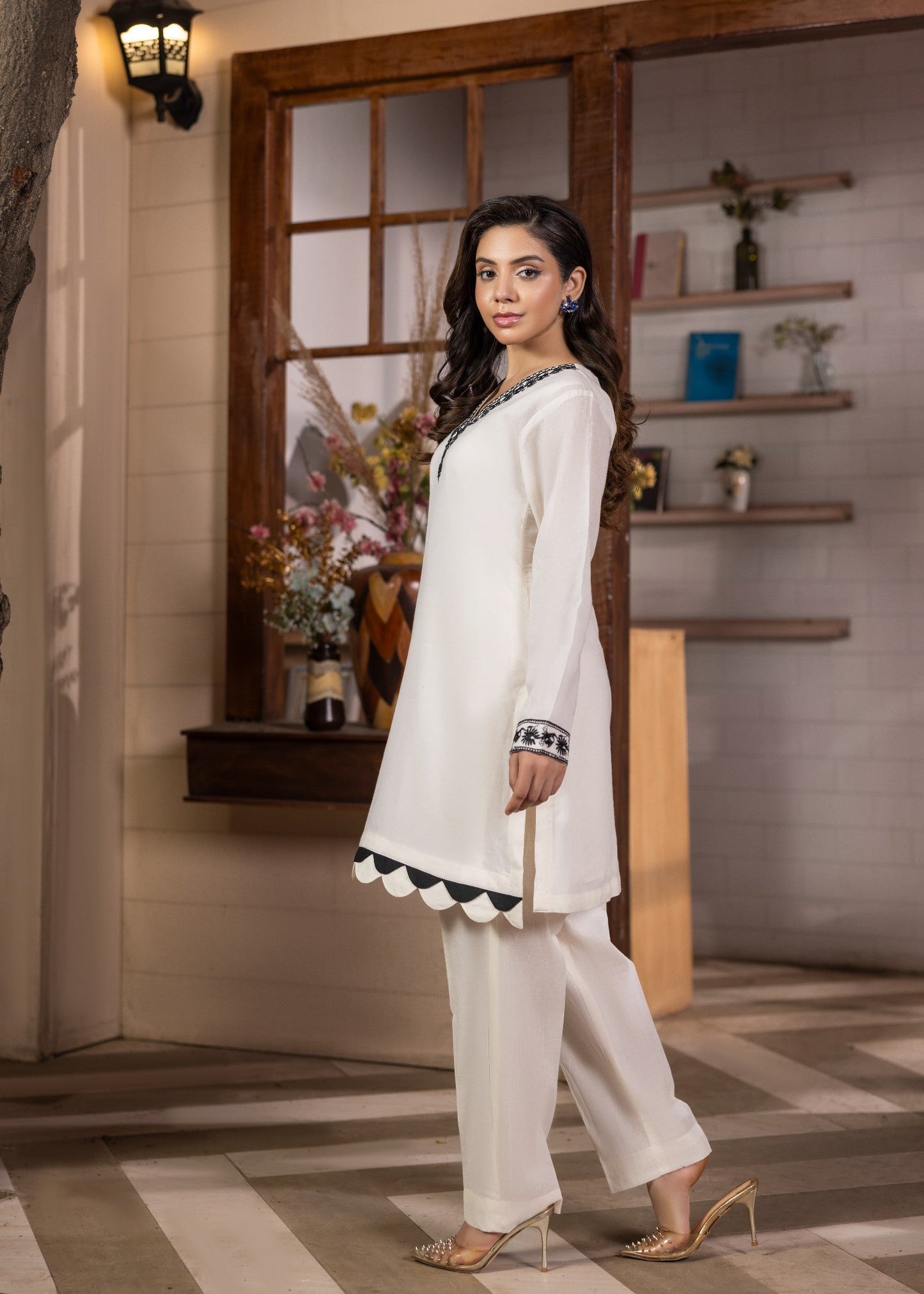 Ladies Embroidered Off-White Lawn Cotton Suit Online in UK USA Canada