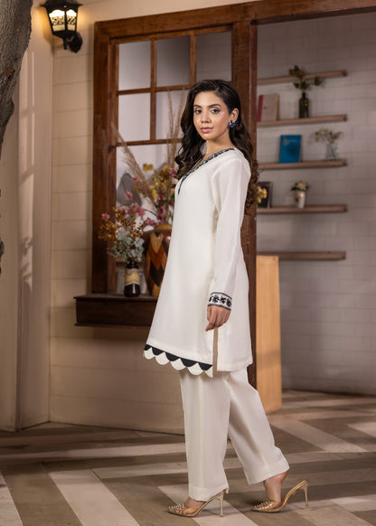 Ladies Embroidered Off-White Lawn Cotton Suit Online in UK USA Canada