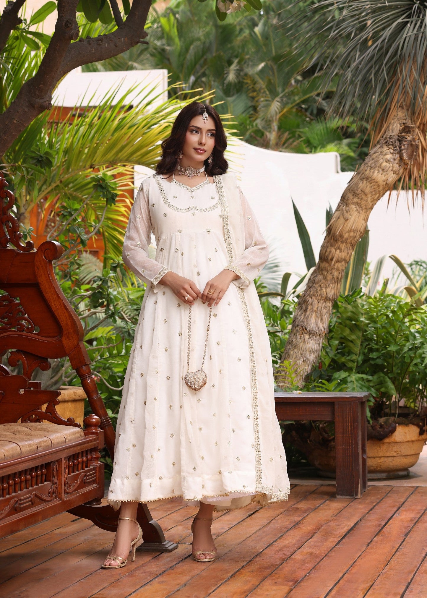 Ladies Embroidered Off-White Pishwas Suit Online in UK USA Canada