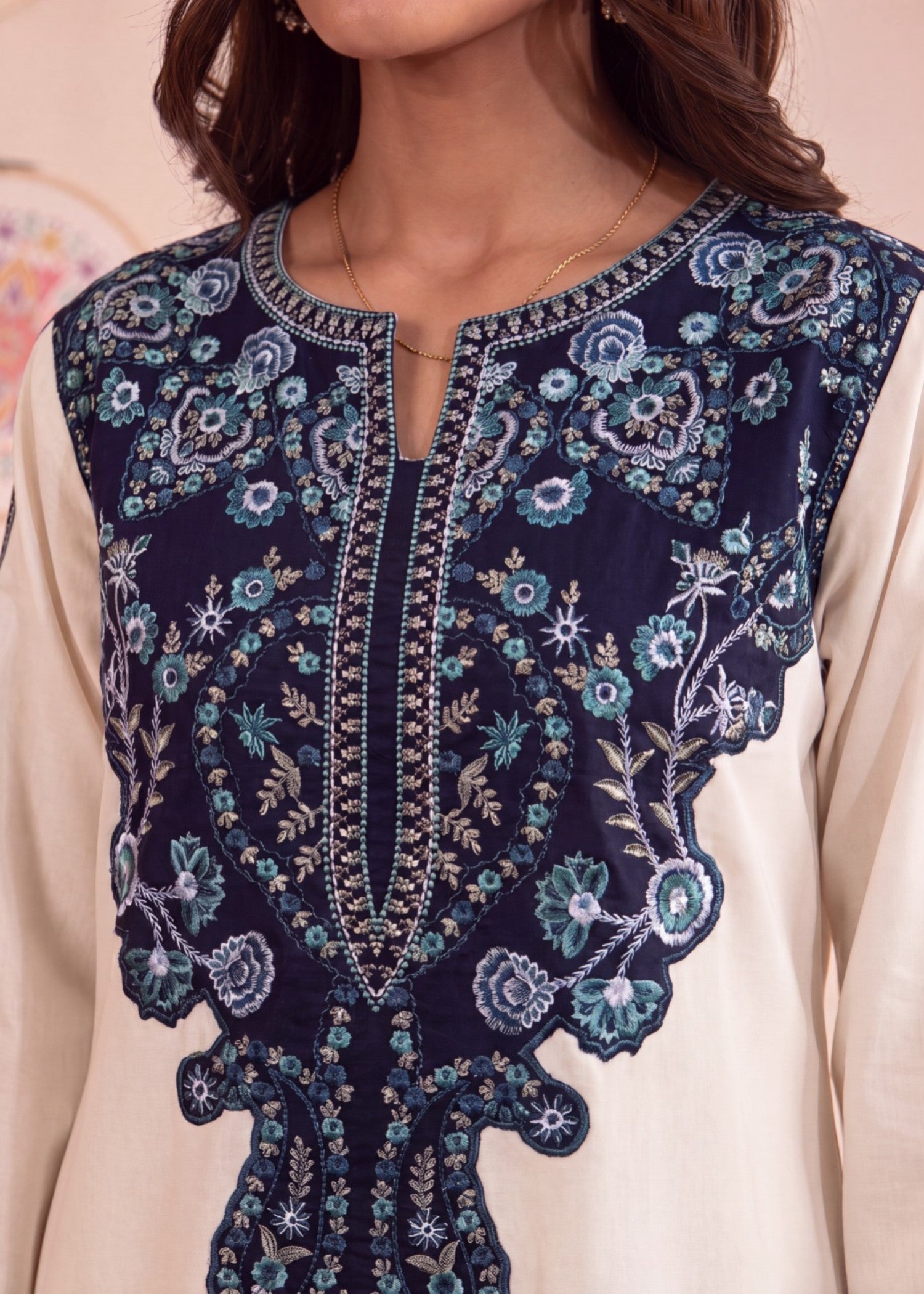 Ladies Embroidered Off-White Shalwar Kameez Online in UK USA Canada