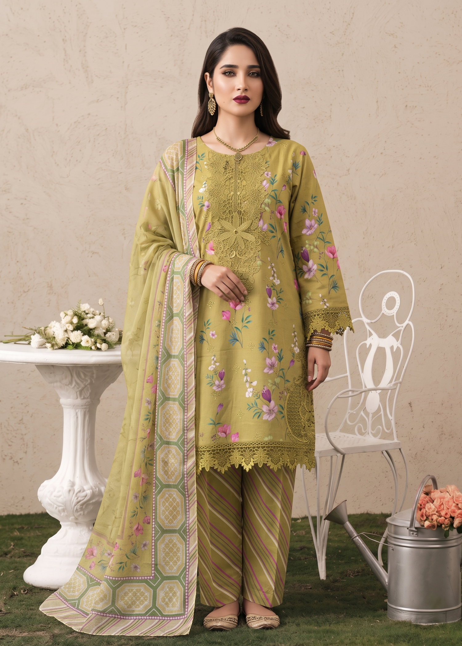 Ladies Embroidered Olive Green Salwar Kameez Online in UK USA Canada