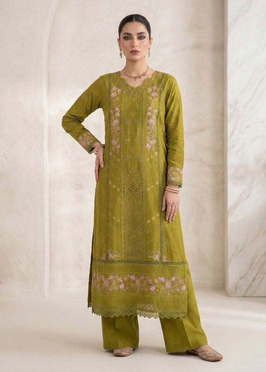 Ladies Embroidered Olive Green Shalwar Kameez Online in UK USA Canada