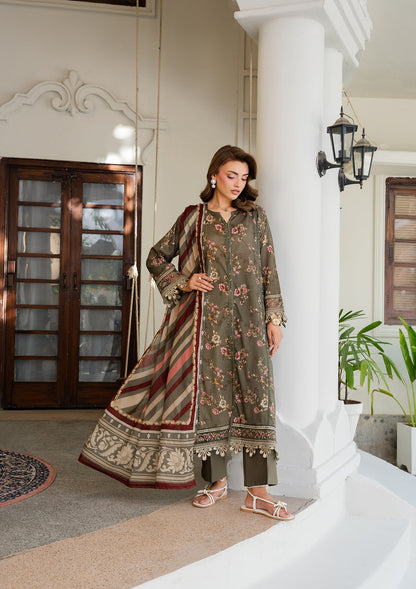Ladies Embroidered Olive Green Shalwar Kameez Online in UK USA Canada
