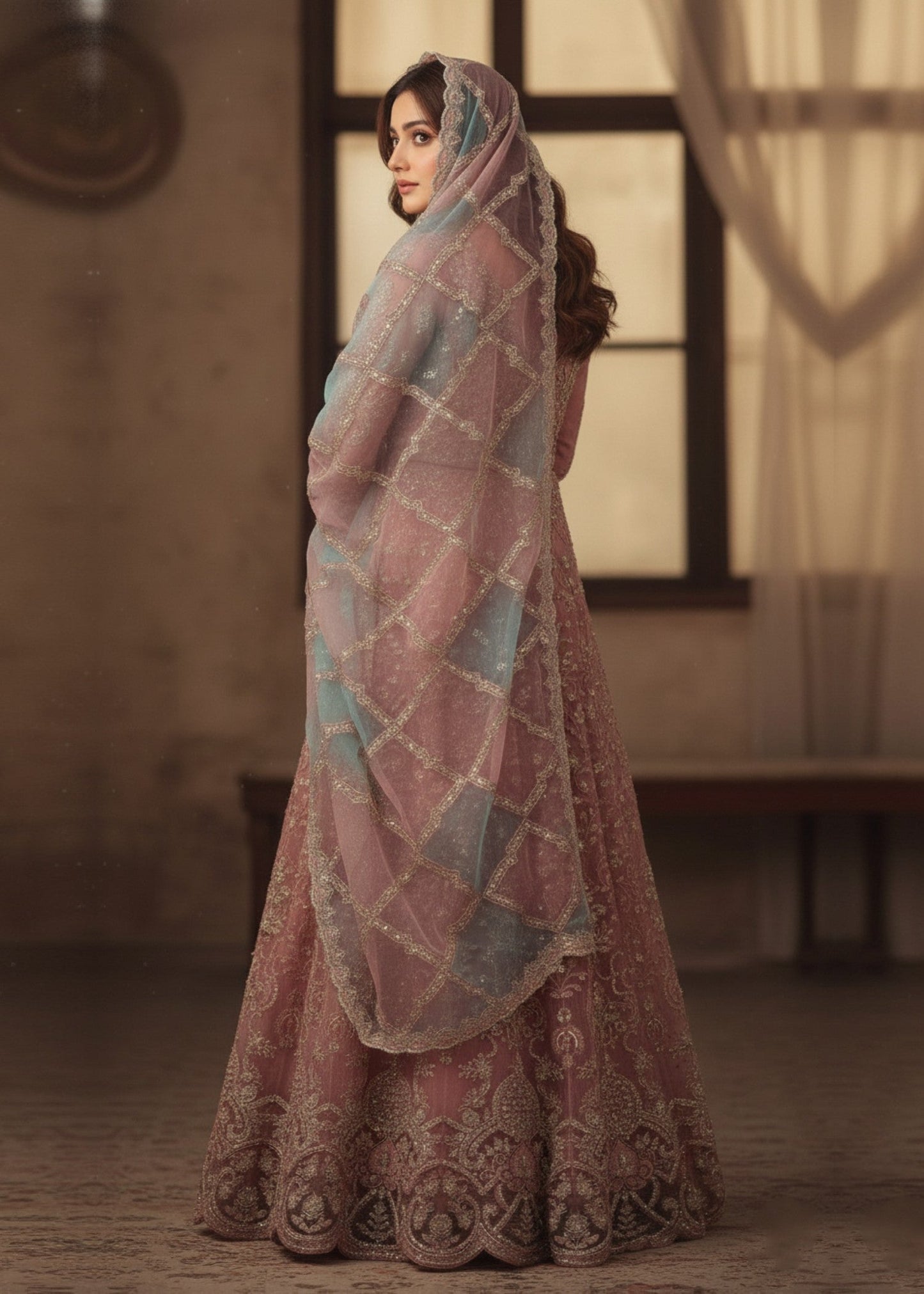 Ladies Embroidered Organza Festive Wear Suit Online in UK USA Canada