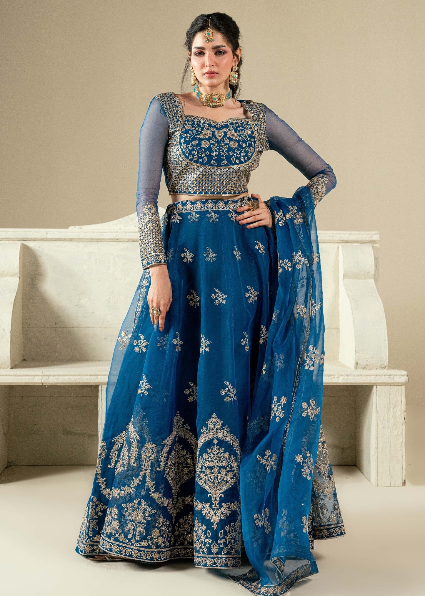 Ladies Embroidered Organza Lehenga Choli Online in UK USA Canada