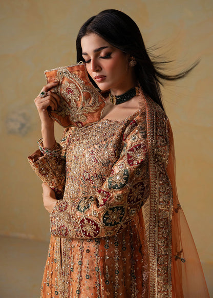 Ladies Embroidered Peach Maxi Gown Online in UK USA Canada
