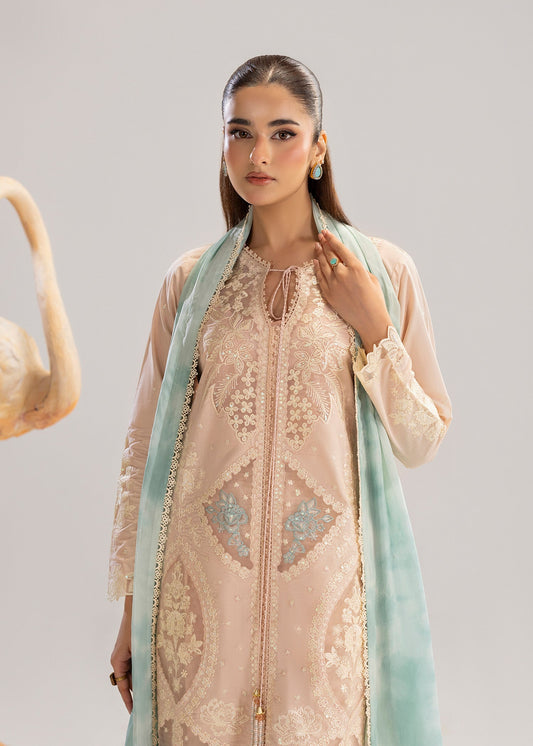 Ladies Embroidered Peach Orange Lawn Salwar Kameez Online in KSA Riyadh Saudi Arabia Oman Bahrain Qatar