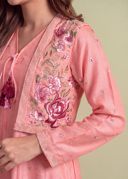 Ladies Embroidered Peach Pink Dhanak Shalwar Kameez Online in UK USA Canada