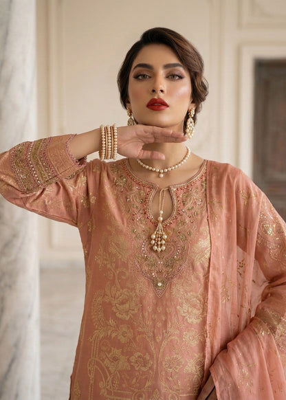 Ladies Embroidered Peach Pink Pakistani Suit Online in Sri Lanka India Australia