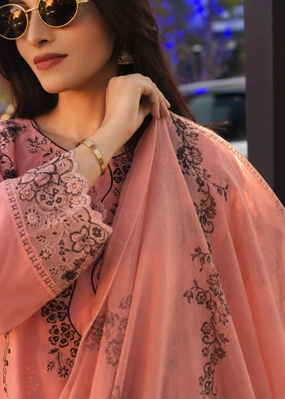 Ladies Embroidered Peach Pink Shalwar Kameez Online in UK USA Canada