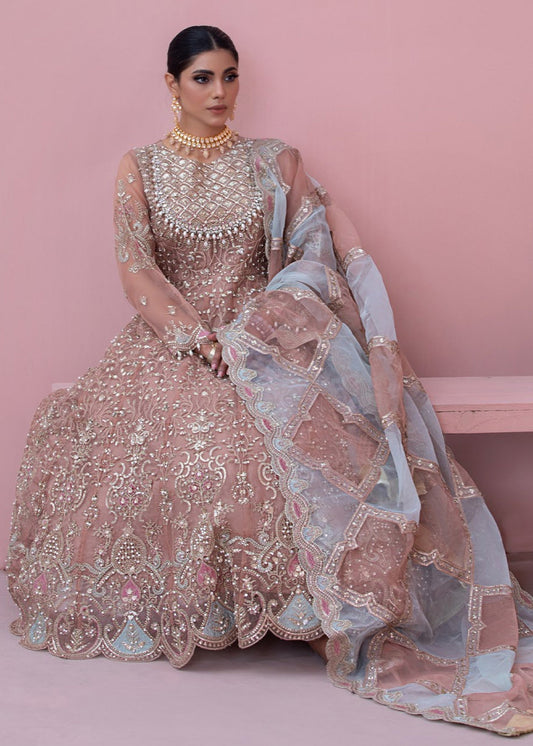 Ladies Embroidered Peach Pink Shalwar Kameez Online in UK USA Canada