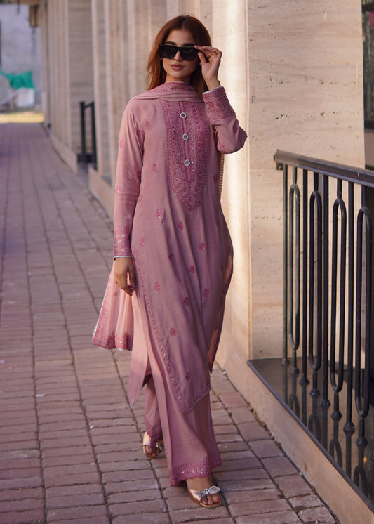Ladies Embroidered Peach Pink Shalwar Kameez Online in UK USA Canada