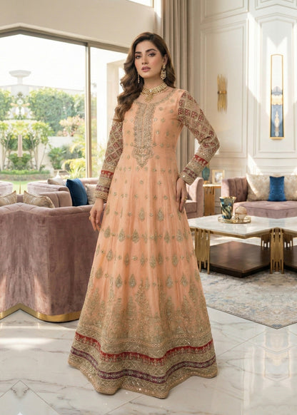 Ladies Embroidered Peach Pink Shalwar Kameez Online in UK USA Canada