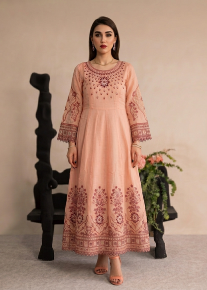 Ladies Embroidered Peach Pink Shalwar Kameez Online in UK USA Canada