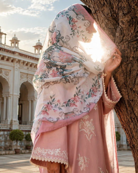 Ladies Embroidered Pink Cotton Lawn Salwar Kameez Online in UK USA Canada