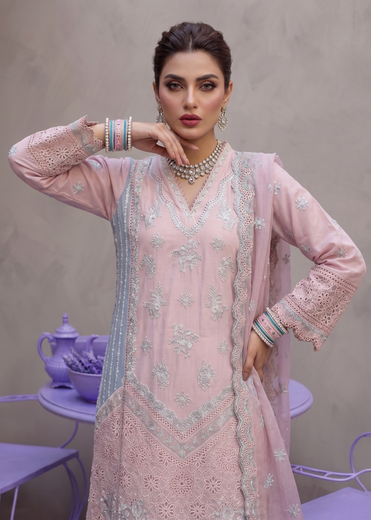Ladies Embroidered Pink Cotton Shalwar Kameez Online in UK USA Canada