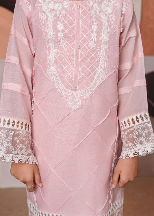 Ladies Embroidered Pink Cotton Silk Partywear Suit Online in UK USA Canada