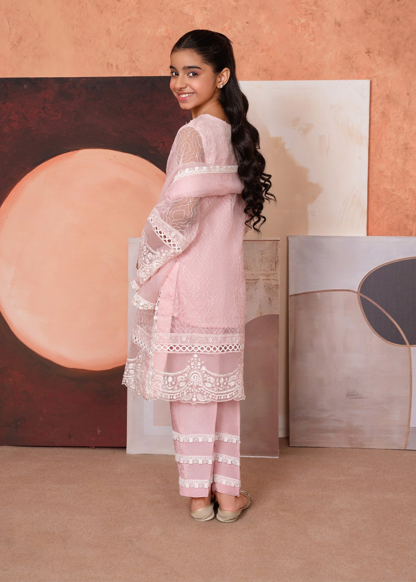 Ladies Embroidered Pink Cotton Silk Partywear Suit Online in UK USA Canada