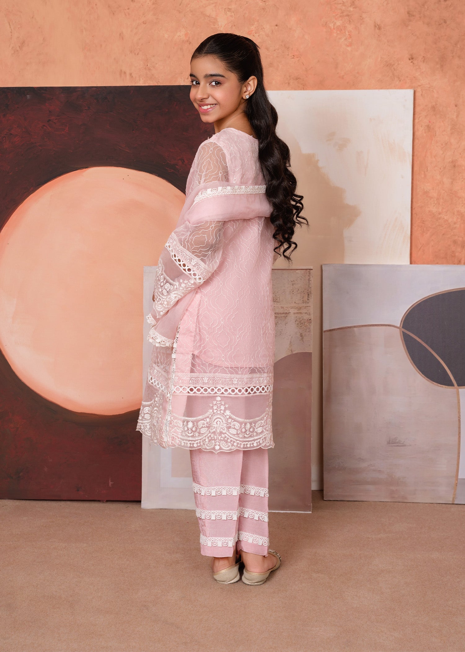 Ladies Embroidered Pink Cotton Silk Partywear Suit Online in UK USA Canada