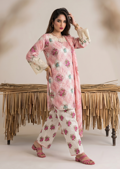 Ladies Embroidered Pink Lawn Suit Online in UK USA Canada