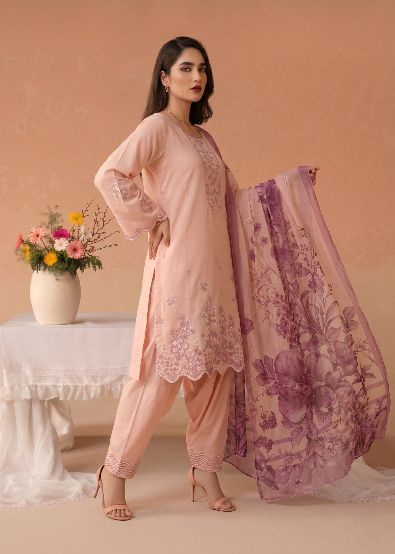 Ladies Embroidered Pink Shalwar Kameez Online in UK USA Canada