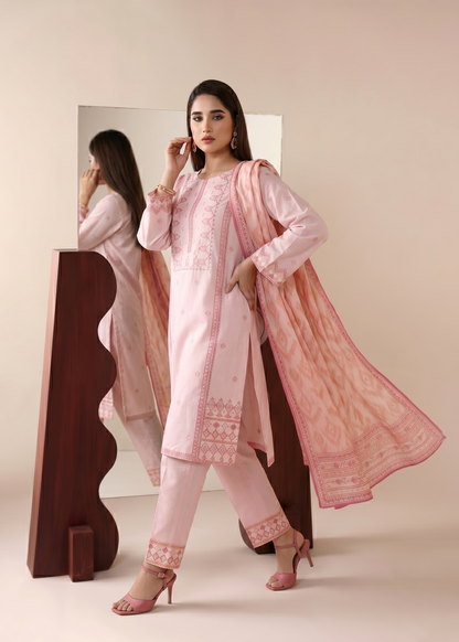 Ladies Embroidered Pink Straight Kurta Suit Online in UK USA Canada