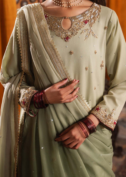 Ladies Embroidered Pistachio Green Chiffon Shalwar Kameez Online in UK USA Canada