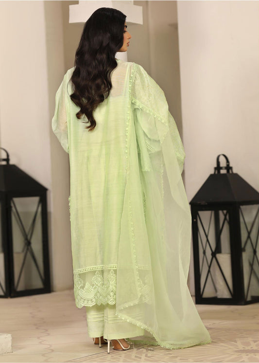 Ladies Embroidered Pistachio Green Pakistani Suit Online in UK USA Canada