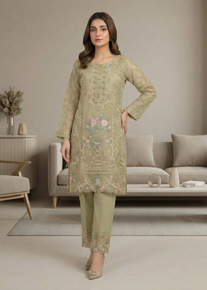 Ladies Embroidered Pistachio Green Shalwar Kameez Online in UK USA Canada