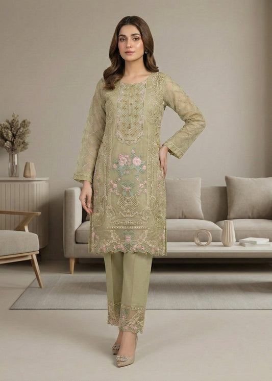Ladies Embroidered Pistachio Green Shalwar Kameez Online in UK USA Canada