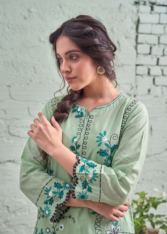 Ladies Embroidered Pistachio Green Shalwar Kameez Online in UK USA Canada