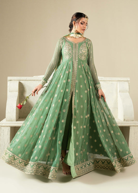 Ladies Embroidered Pistachio Green Shalwar Kameez Online in UK USA Canada