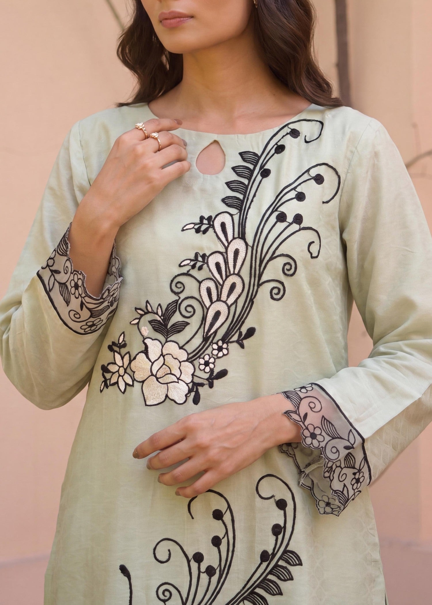 Ladies Embroidered Pistachio Green Shalwar Kameez Online in UK USA Canada