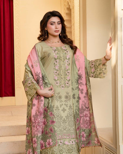 Ladies Embroidered Pistachio Shalwar Kameez Online in UK USA Canada