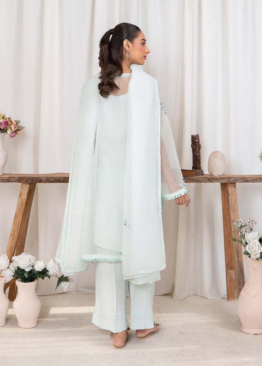 Ladies Embroidered Powder Blue Organza Shalwar Kameez Online in UK USA Canada