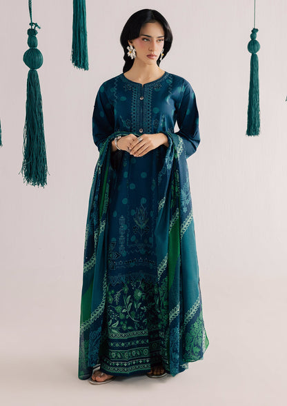 Ladies Embroidered Prussian Blue Shalwar Kameez Online in UK USA Canada
